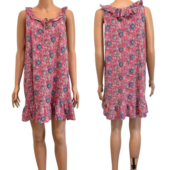 Lauren Ralph Lauren large ruffle tie front floral knit dress D2 2660 - Picture 1 of 8